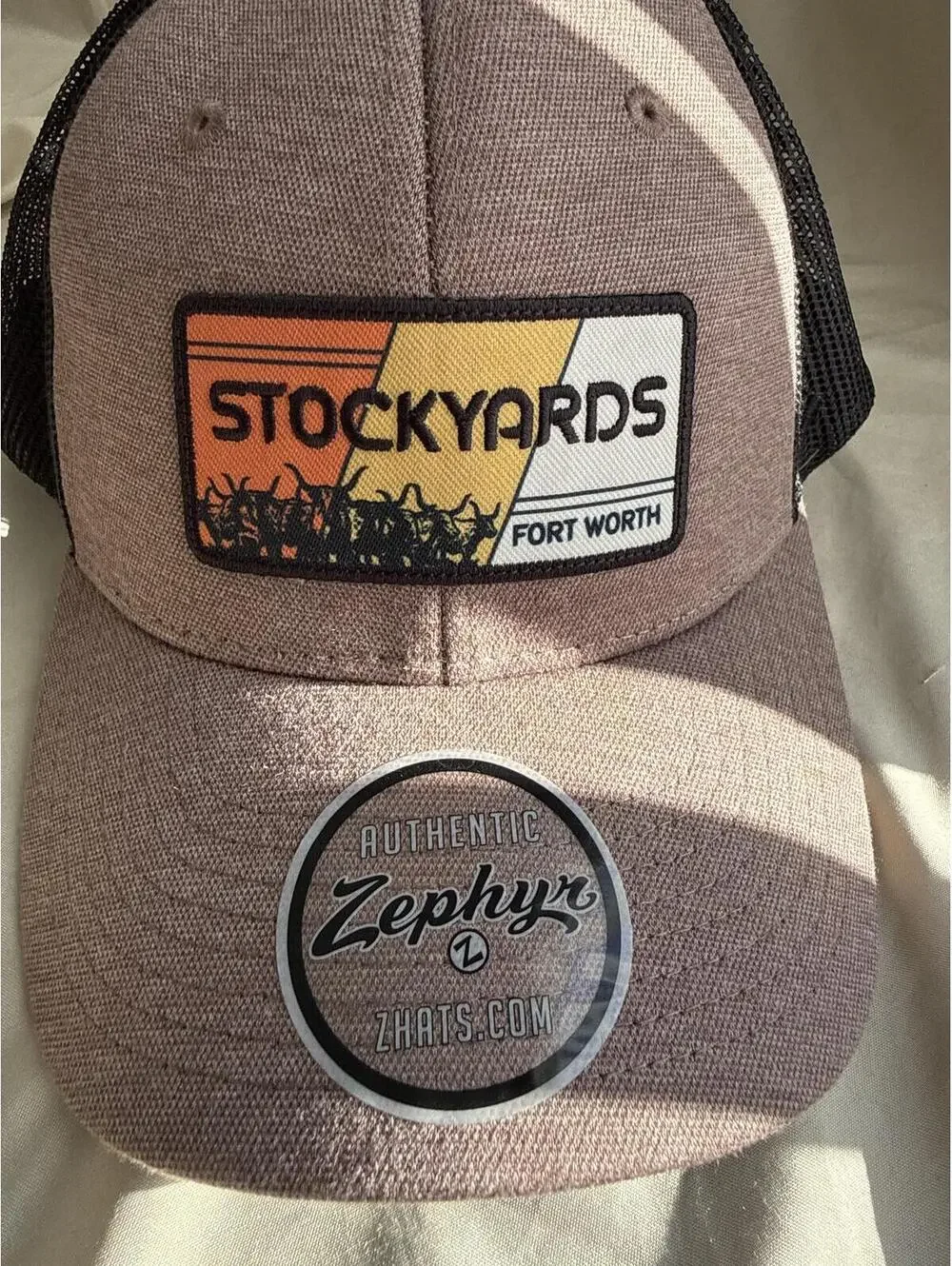 Zephyr Stockyards Fort Worth Trucker Hat Brown Mesh Snapback Adjustable